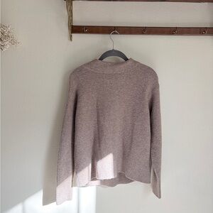 Uniqlo Women's Light Brown Wool Blend Crew Neck Sweater